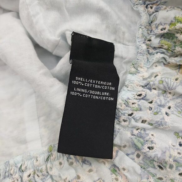 7 For All Mankind Boho Blouse Womens Medium Green Eyelet Embroidered Floral - Picture 13 of 13